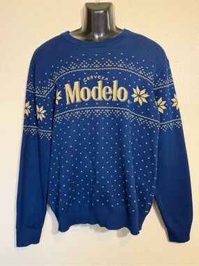 Cerveza Modelo Christmas Winter Knit Long Sleeve Pullover Crew Neck Mens XL